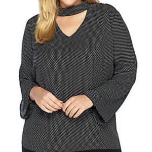 The Limited Collection polka dot v neck keyhole plus size shirt blouse